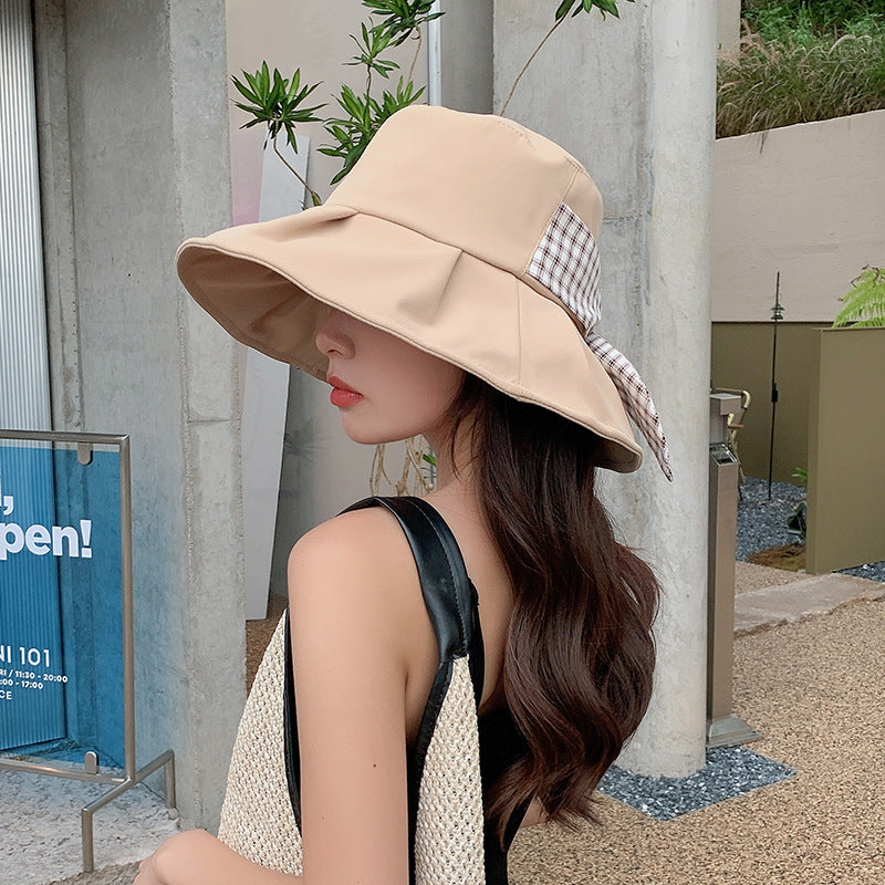 Cotton al por mayor Summer Sunscreen Bow Bucket Bucket Sombrero
